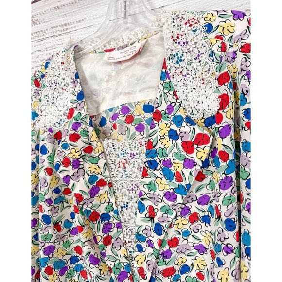 Vintage Miss O by Oscar Dela Renta Floral Short Sleeve Top Multi-Color Size XL - Picture 10 of 14